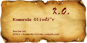 Komenda Olivér névjegykártya