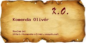 Komenda Olivér névjegykártya